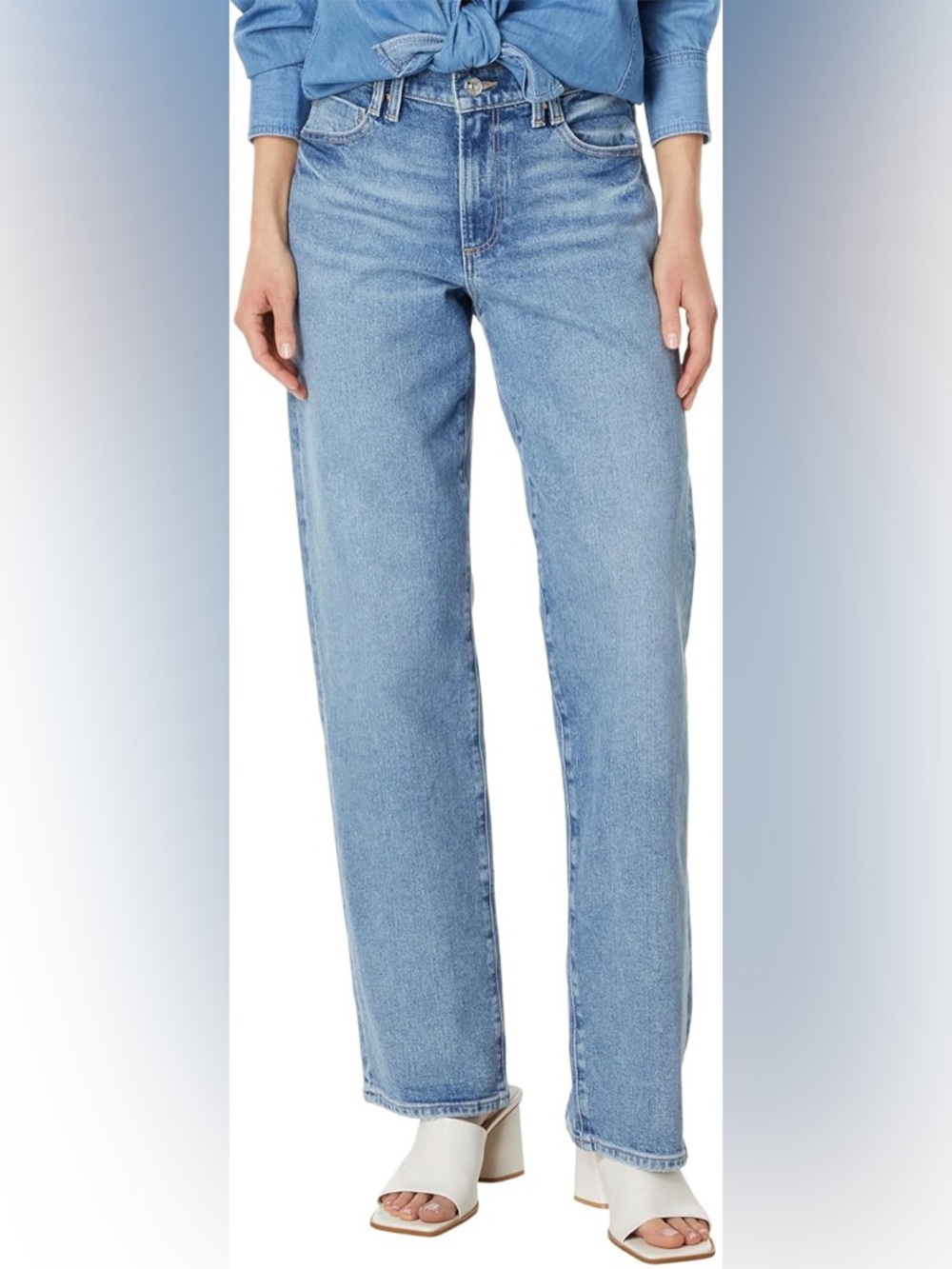 PAIGE Serena Mid-Rise Relaxed-Leg Boyfriend Jeans Size 28 Leela Distressed - Picture 3 of 11